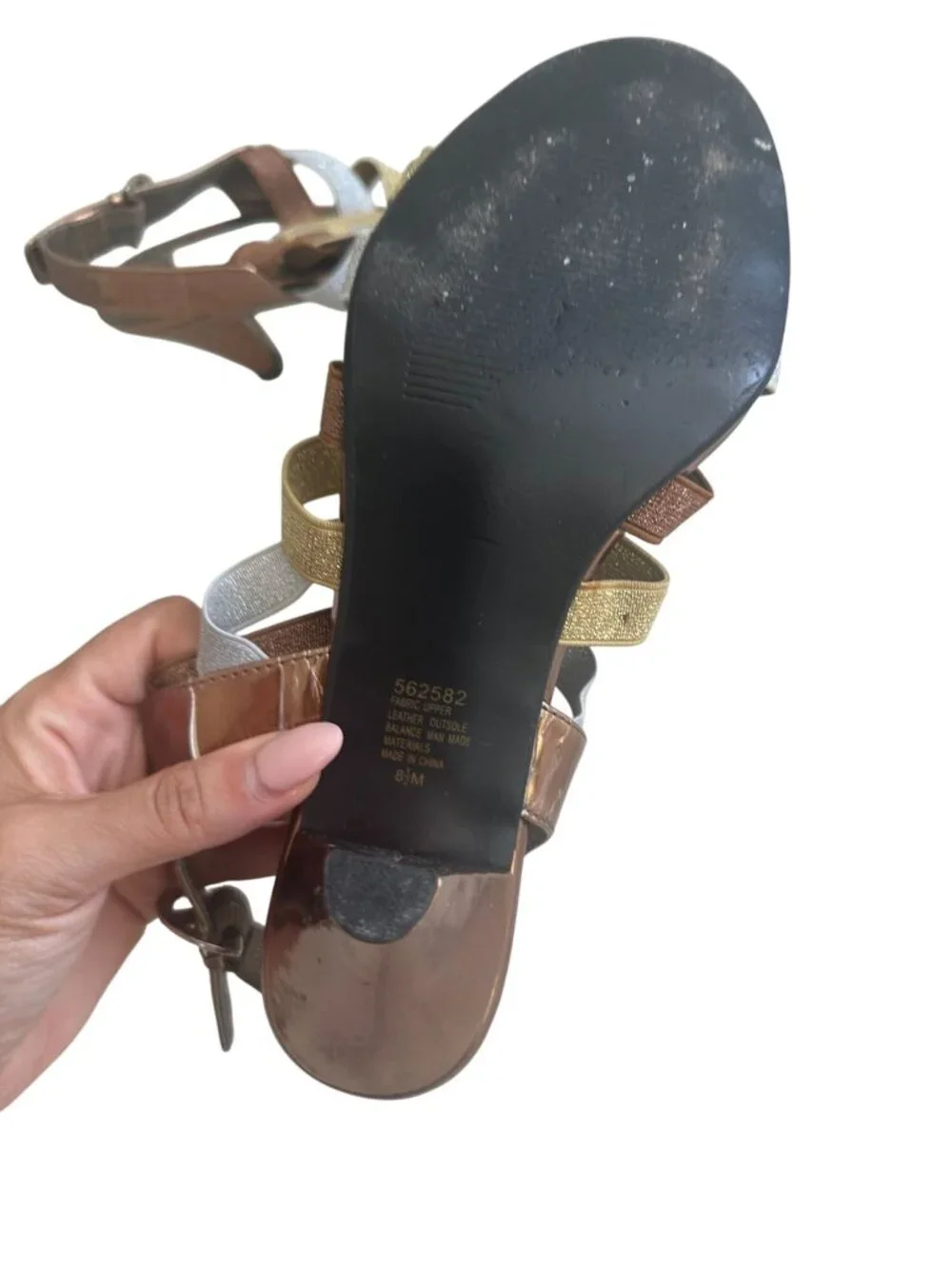 AJ VALENCI Multicolor Metallic Heels Sandals Size 8.5 - Picture 3 of 8